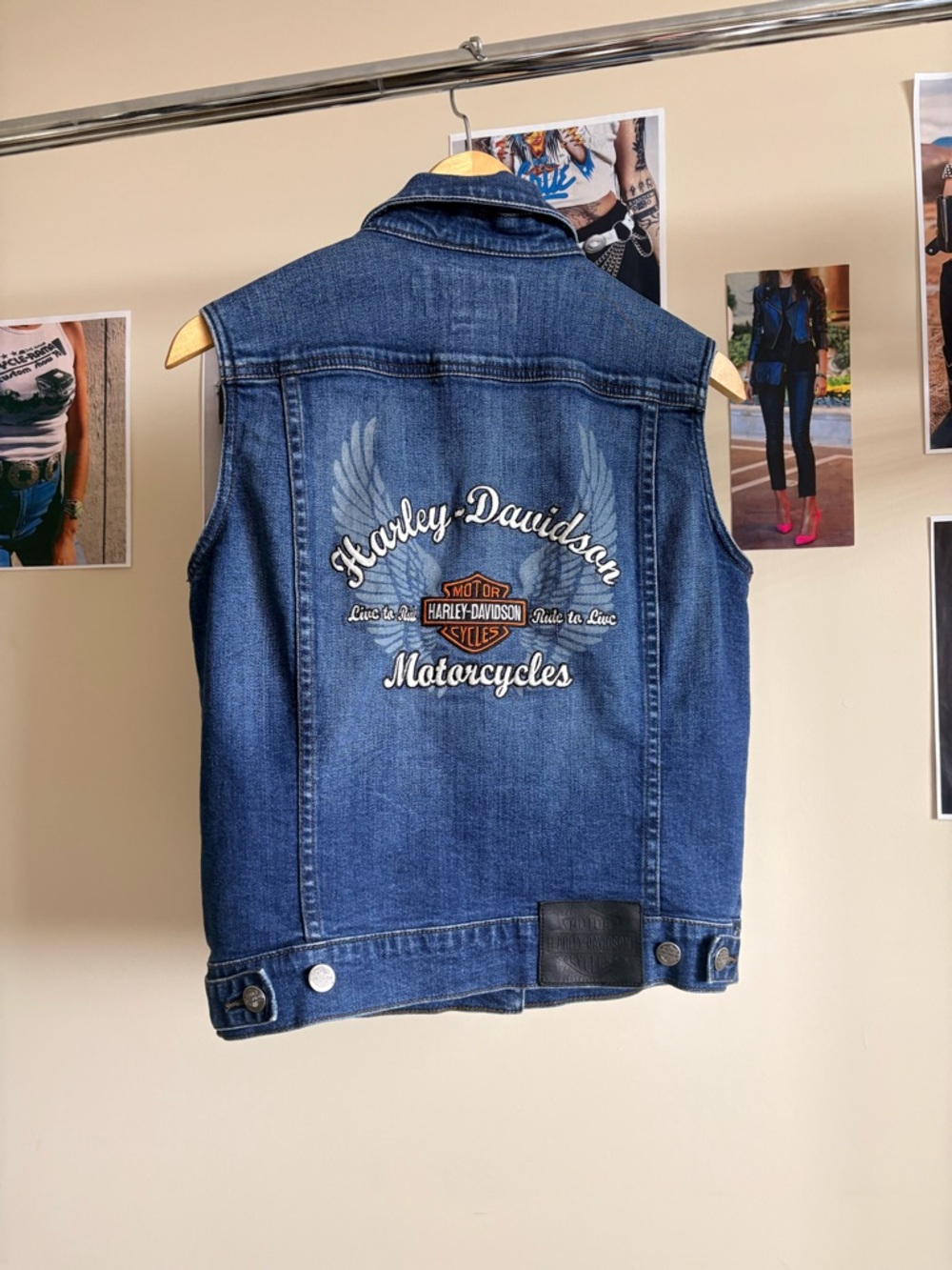 Harley-Davidson Blue Denim Vest with Embroidered Back Logo
